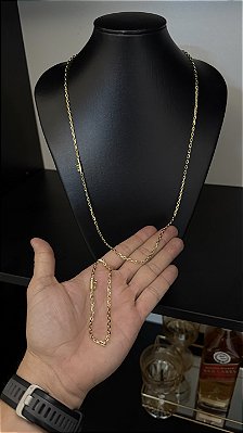 CORRENTE CADEADO (3mm- 60CM ou 70CM) + PULSEIRA CADEADO (3mm-20CM) - BANHADO A OURO 18K