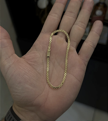 Pulseira Cadeado duplo 3mm 20cm – Banho de Ouro 18k