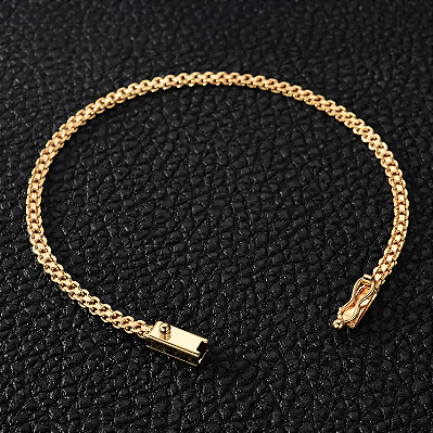 Pulseira Cadeado duplo 3mm 20cm – Banhada a Ouro 18K