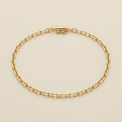 Pulseira cadeado de quina 3mm 20cm – Banhada a Ouro 18K