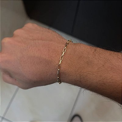 Pulseira Tijolinho alongado 3mm 20cm – Banhada a Ouro 18K