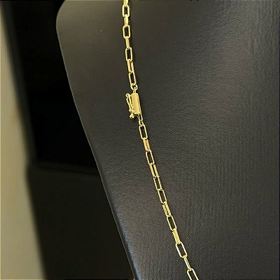 Corrente Tijolinho alongado 3mm – Escolha o Tamanho 50, 60 ou 70cm – Banhada a Ouro 18K