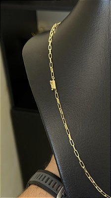 Corrente Tijolinho alongado 3mm – Escolha o Tamanho 50, 60 ou 70cm – Banhada a Ouro 18K