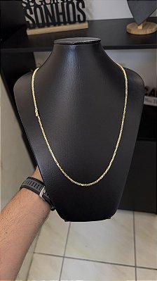 CORRENTE CADEADO DUPLO (3MM- 70CM) - BANHADO A OURO 18K