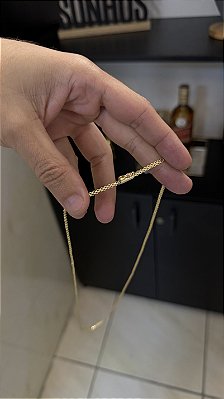 CORRENTE CADEADO DUPLO (3MM- 70CM) - BANHADO A OURO 18K