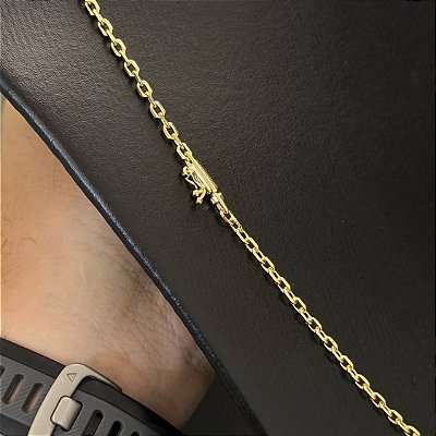 Corrente Cadeado 3mm – Escolha o Tamanho 50, 60 ou 70cm – Banhada a Ouro 18K