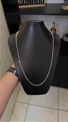CORRENTE CADEADO QUINA (3MM- 70CM) - BANHADO A OURO 18K
