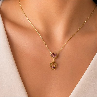 Corrente Veneziana 2mm 50cm + Pingente Pingente – Banhada a Ouro 18K