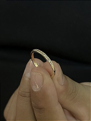 Anel Aparador com Zircônias – Banho de Ouro 18K