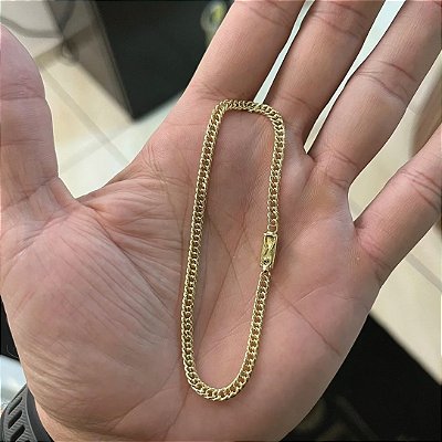 Pulseira Lacraia 3mm 20cm – Banhada a Ouro 18K