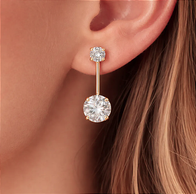 Brinco Virgínia Ponto De Luz Duplo 8mm 12mm Feminino – Banho Ouro 18k