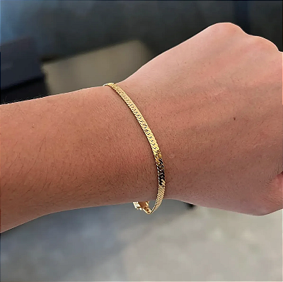 Pulseira flat 4mm 20cm – Banhada a Ouro 18K