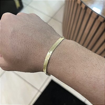 Pulseira Flat dupla 4mm 21cm Fecho Gaveta – Banhada a Ouro 18K