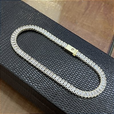 Pulseira Riviera White 5mm 20cm – Banhada a Ouro 18K