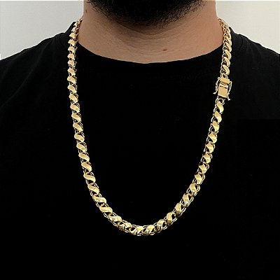 Corrente Friso 8mm 70cm – Banho Ouro 18k