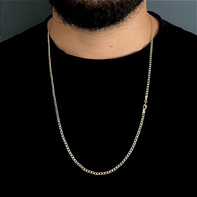 CORRENTE GRUMET( 3mm - 16G) - 70/60cm - BANHADO A OURO 18K