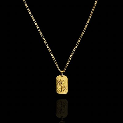 PINGENTE PLACA 3D CRISTO (3g-  2x2cm) - BANHO DE OURO 18k