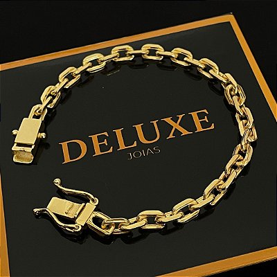 PULSEIRA CADEADO (7MM - 12G) - 20CM - FECHO COM MARCAÇÃO 750 - BANHO DE OURO 18k