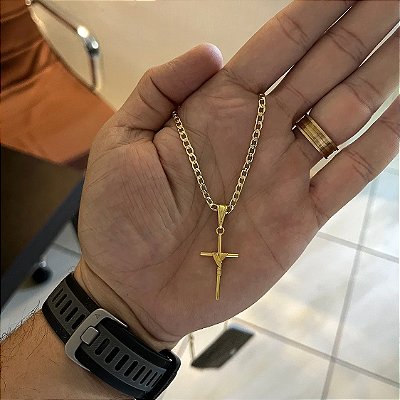 Corrente Grumet 3mm 70cm – Banhada a Ouro 18K