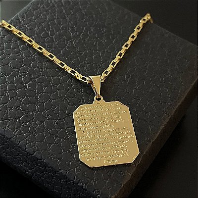 Pingente Placa Oração – Banhado a Ouro 18K
