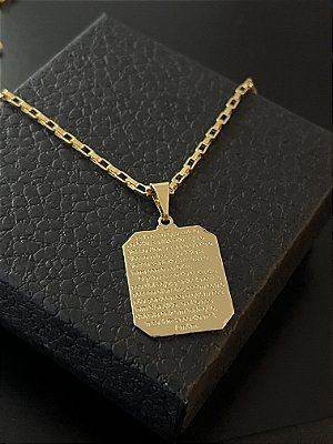 PINGENTE  PAI NOSSO( 3x3) 3G - BANHO DE OURO 18k