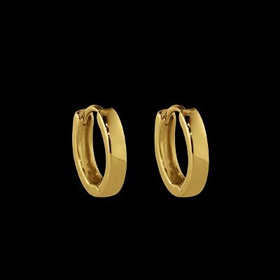 PAR DE BRINCO ARGOLA LISA  10x3mm - BANHADO A OURO 18K