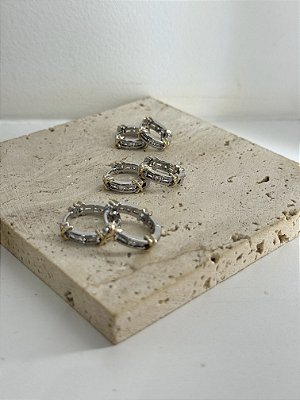 Trio de Argolas Prata com Dourado