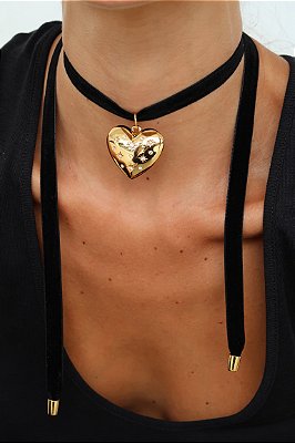 Choker Veludo Coração Astros