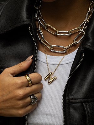 Colar Letra Lisa Bubble