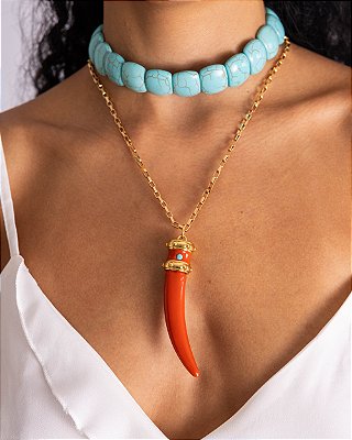 Choker Placa Turquesa