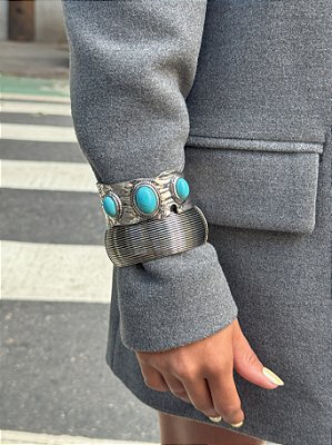 Bracelete Prata com Turquesa