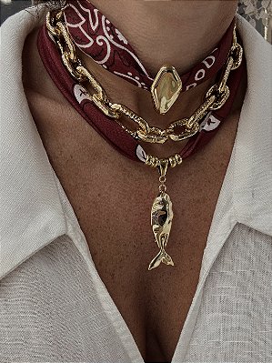 Compre Junto - Colar Bordeaux Sardinha + Choker Bordeaux Passador