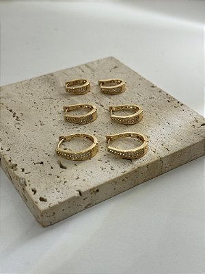 Trio Argola Gold Zircônia