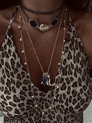 Colar Fio Búzios Azul