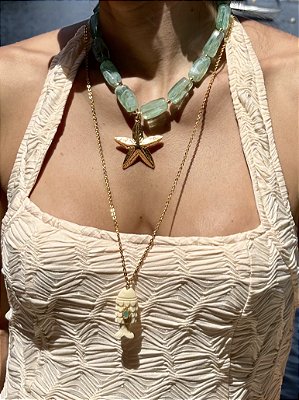 Colar Longo Peixe Pedra