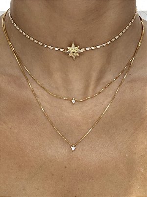 Colar Duplo Gotinha Zircônia