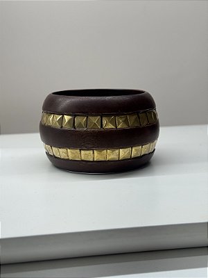 Bracelete Tachas Duplo Madeira