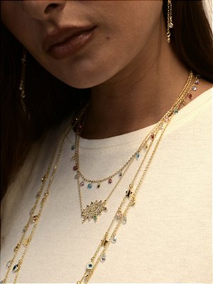 Choker Com Pedras Coloridas