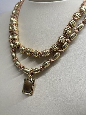 Compre Junto: Choker Trama + Colar Entremeio Marrom