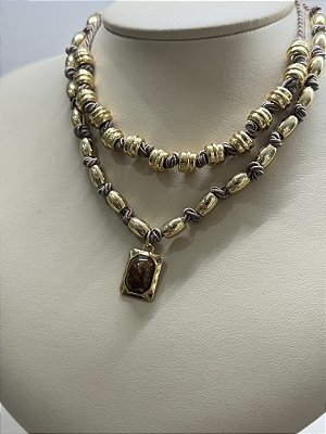 Compre Junto: Choker Trama + Colar Entremeio Cubo Fendi