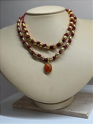 Compre Junto: Choker Trama Bordeaux + Colar Entremeio