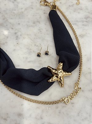 Choker Tecido Star Azul Marinno