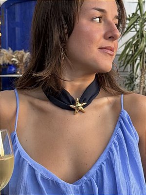 Choker Tecido Star Azul Marinho