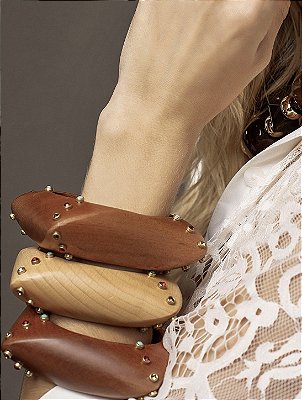 Bracelete Madeira com Cristais