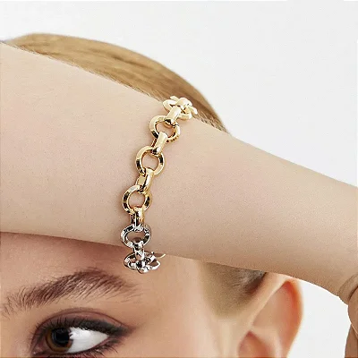 Pulseira em Elos Redondos e Ovais
