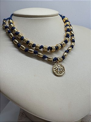 Compre Junto: Choker Trama Marinho + Colar Entremeio Olho Grego