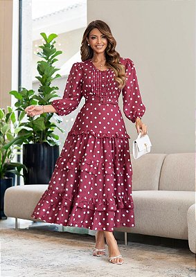 Vestido Gleice poá