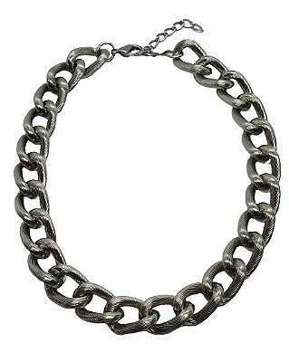 CHOCKER DE ELOS FRISADOS PRATEADA