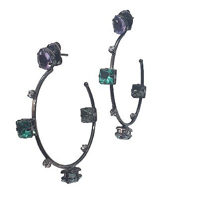 BRINCO MEIA ARGOLA COM ZIRCONIAS