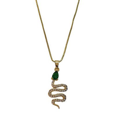 COLAR PINGENTE COBRA COM ZIRCONIAS